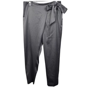 White House Black Market Satin Wrap Tapered Ankle Pants Smoked Pearl Size 6R NWT